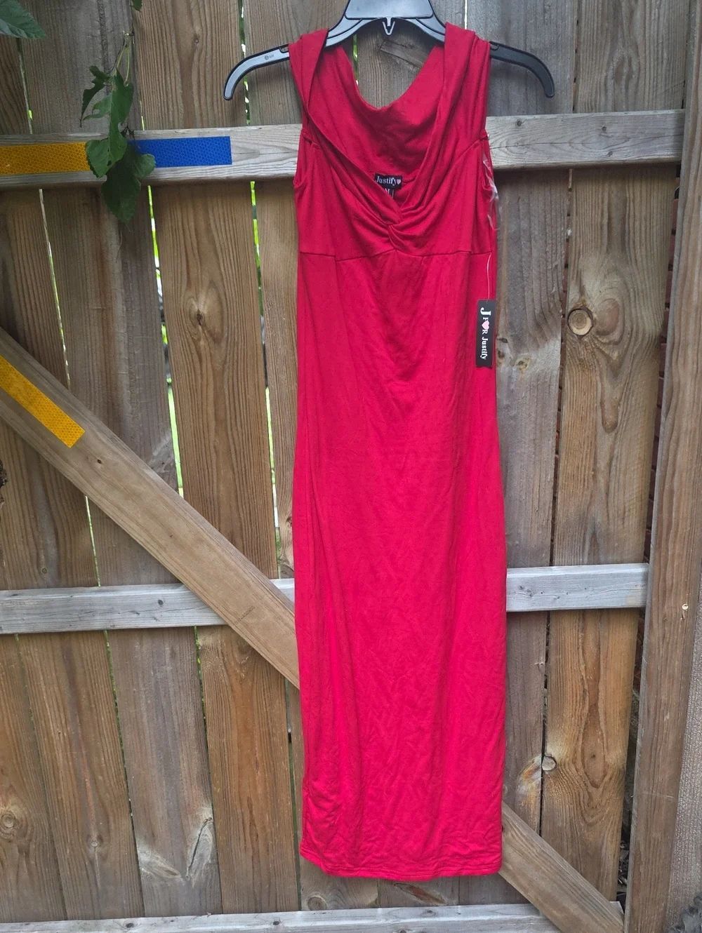 Red Cowl Neck Sleeveless Maxi Dress